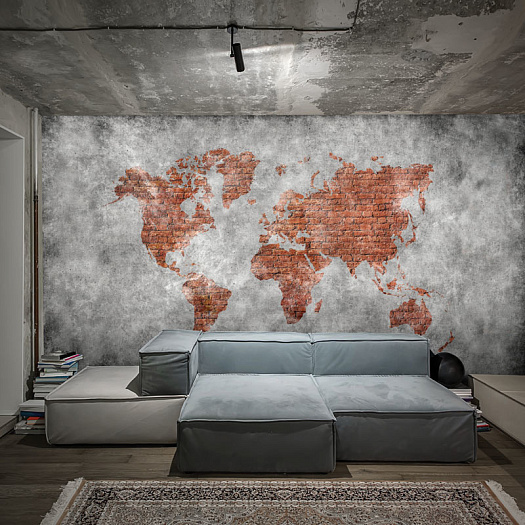 Фотообои в интерьере артикул BRICKS MAP, KIDS, Factura Фотообои в интерьере артикул BRICKS MAP, KIDS, Factura